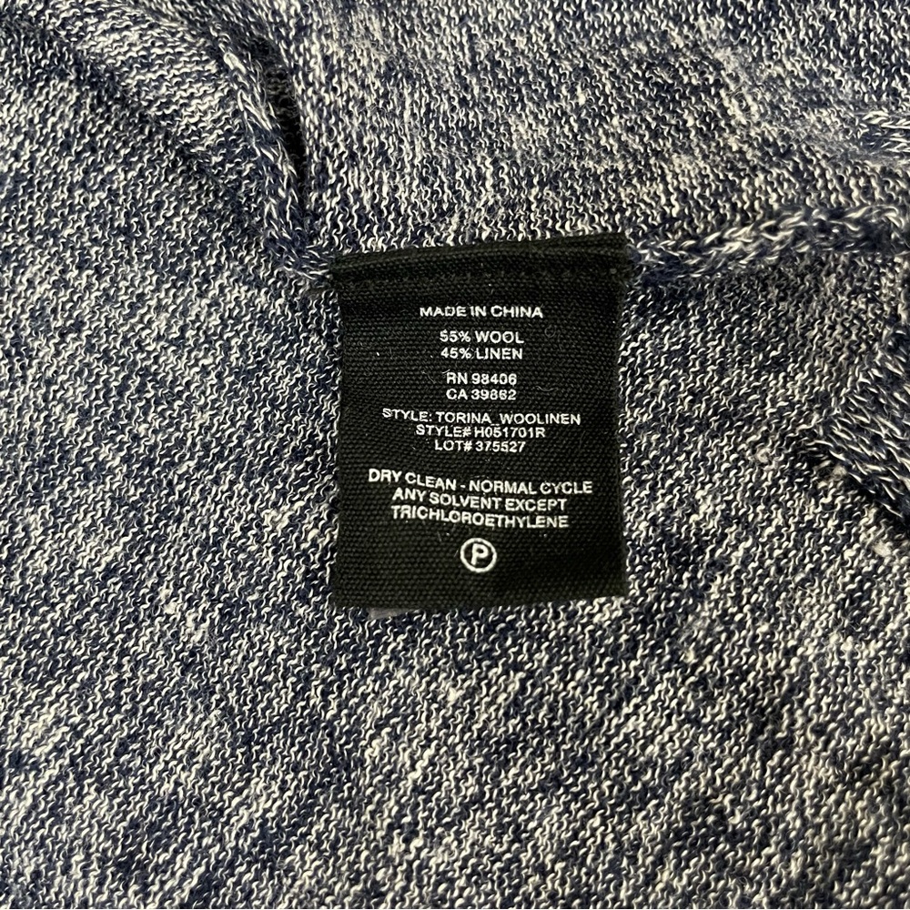Theory Torina Wool Linen Long Open Front Cardigan Blue Knit Medium - Picture 8 of 9